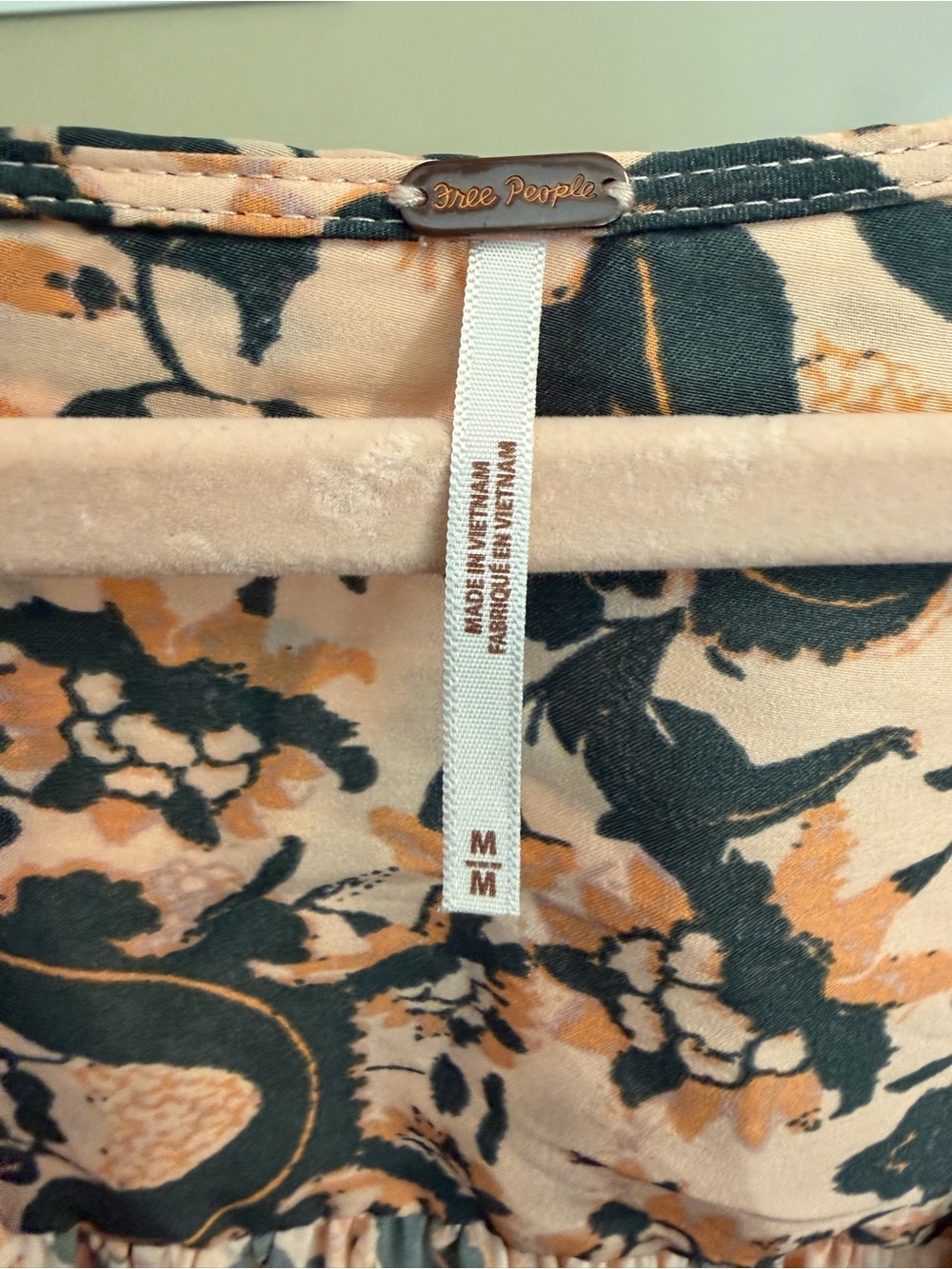 Free People Floral Surplice Blouse in Cream, Teal and Orange - Picture 3 of 3
